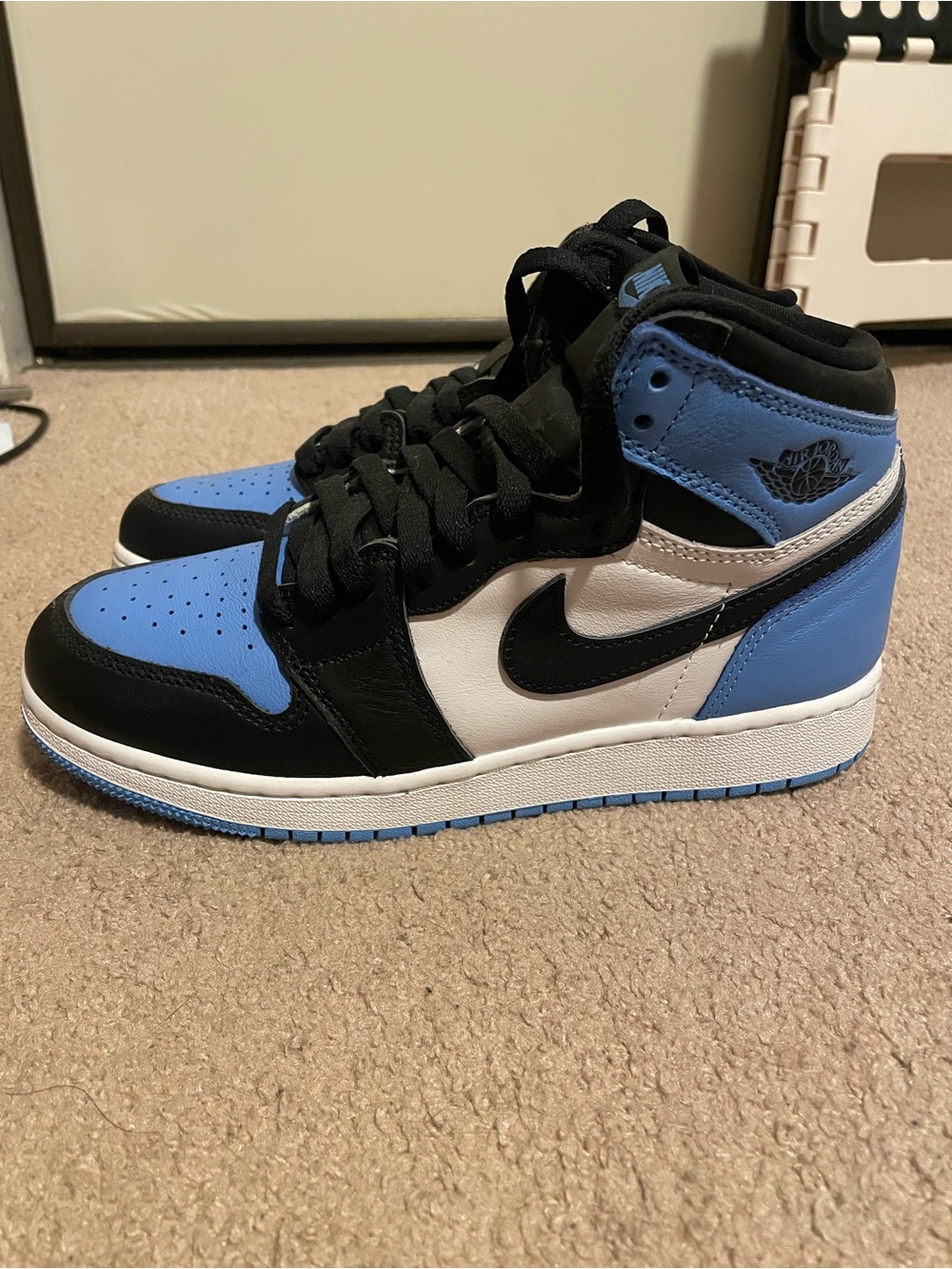 NWOT Nike Air Jordan 1 Black/White/Blue Size 5.5Y